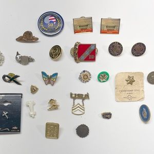 25 pc Vintage Small Pins Girl Scouts House Majority Cross More
